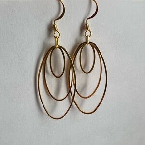 Gold Triple Oval Earrings
